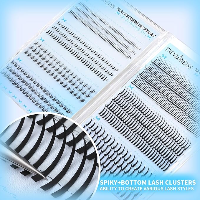 TNFVLONEINS Lash Clusters with Spikes Bottom Eyelash Clusters 776PCS Wispy Clusters Eyelash Extensions Manga Individual Lashes Natural Lash Extension DIY Cluster Lashes Pack