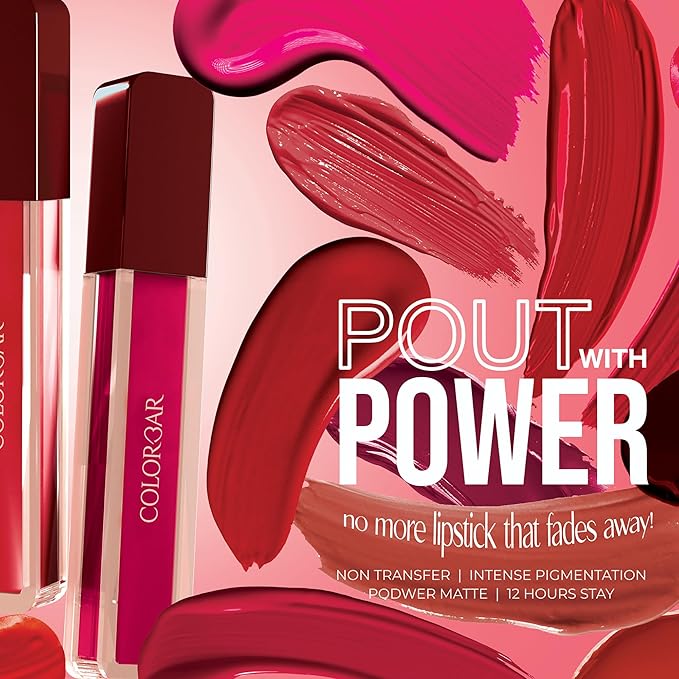 Colorbar Powerkiss Vegan Matte Lipcolor - Hydrating Matte Lipstick - Talc-Free and Highly Pigmented Liquid Lipstick - 003 Hot Fire - 0.16 oz