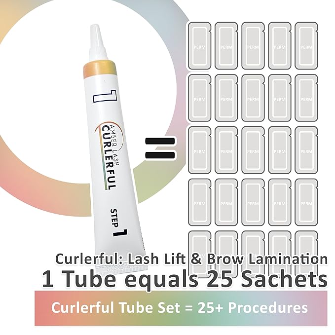 Amber Lash Curlerful, Brow Lamination Tube Set, For Professional Brow Perm, Step 1 & Step 2, 20 ml / 0.67 floz each