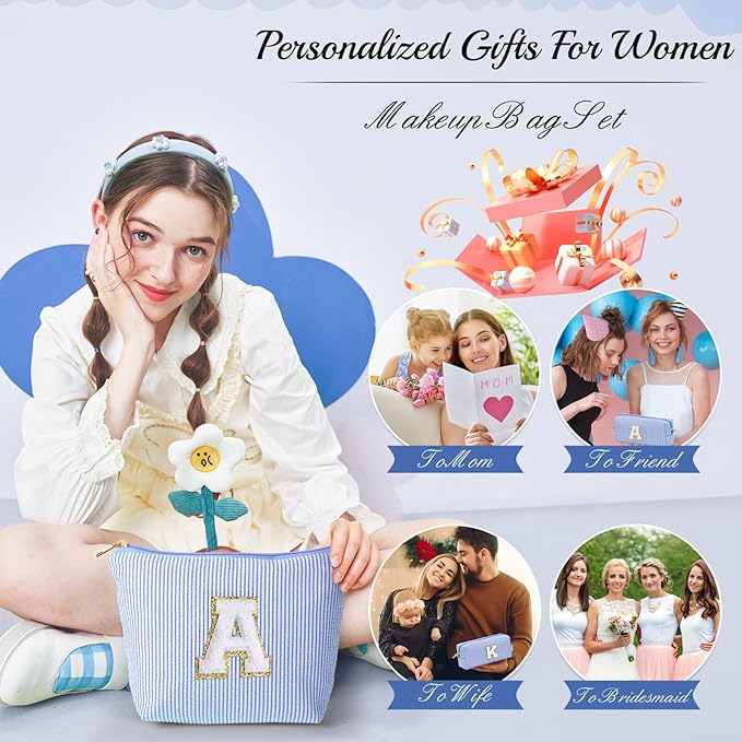 YOOLIFE Birthday Gifts for Teens Girls - Travel Makeup Bag | Personalized Gifts - Cute Travel | Initial Makeup Bag | Birthday Gifts for Women | Christmas Gifts for Teens Girls | Gifts for Girls L