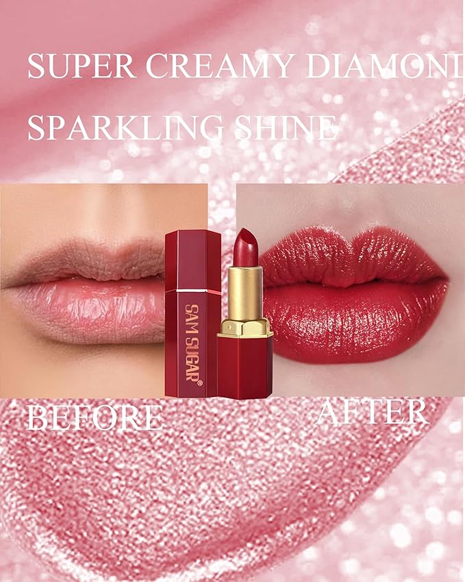 Glitter Lipstick Sets for Women Long Lasting,Light to Dark Shimmer Lipstick 24 Hour Waterproof Matte Lip Gloss Nude Pink Rose Red Brown Plum Color High Pigmented Sparkling Shiny Lip Stain Makeup Gift