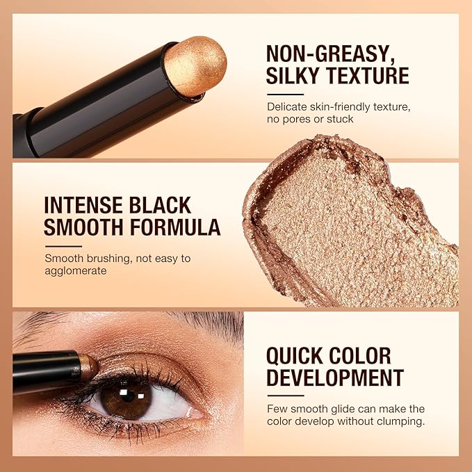 BestLand 8 Pcs Cream Eyeshadow Stick, Highlighter Makeup Stick Set Long-Lasting Waterproof, Crease-proof, Blendable Eye Shadow Applicator Sticks Eyeliner Pen Eye Makeup (Color Set A)