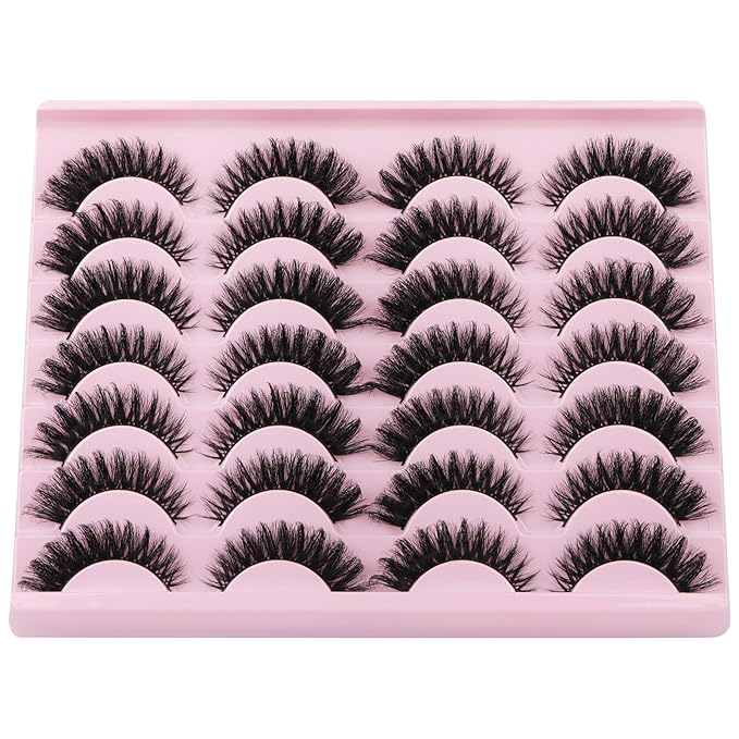 False Eyelashes Russian Strip lashes Cat Eye Eyelashes Faux Mink Lashes Fox Eye volume Dramatic Fake Lashes Look Like Extension Eyelashes Long Strip Wispy Lashes14 Pairs