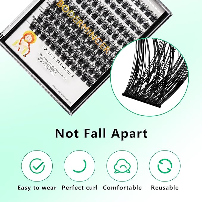 Bodermincer Lash Clusters D Curl Black/Brown/Colored Lashes 10-12-14/12-14-16/16-18-20mm Mixed Lash Clusters Kit For Beginner (M01# 10-12-14mm Mixed)