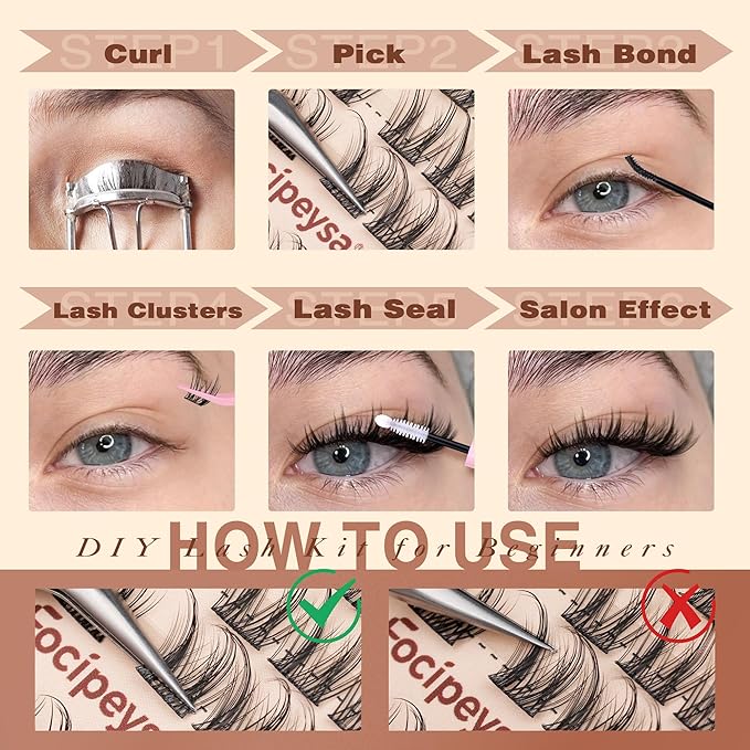 Focipeysa Lashes Clusters Wispy Natural Lash Clusters 10-16mm Eyelash Clusters Individual Eyelashes Pestañas Postizas Naturales Fairy Eyelashes Extensions Natural False Eyelashes