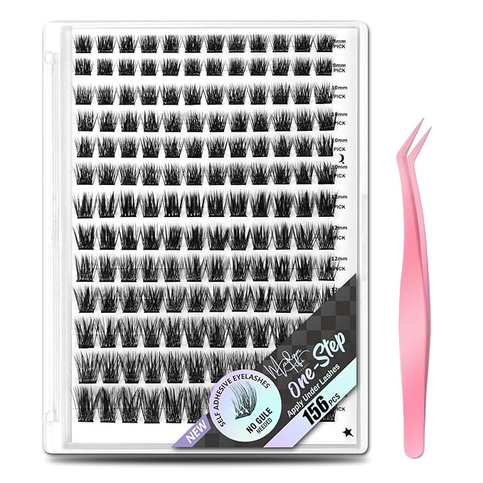 156 PCS Self-Adhesive Lash Clusters – No Glue Needed, Dual-Row Sticky Strip Lashes, DIY Individual Lash Extensions, Super Hold False Eyelashes (Volume-Mixed)