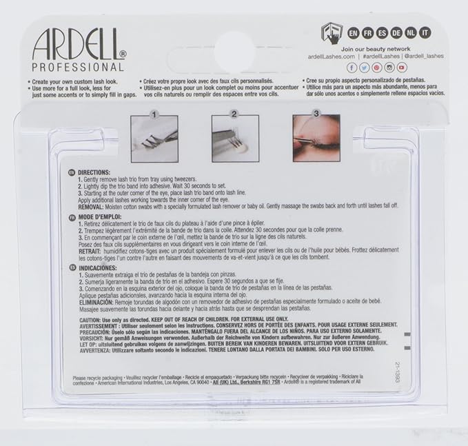 Ardell False Eyelashes Individual Lashes Trios Medium Black, Reusable DIY Lash Clusters, Eyelash Extensions, 4 Pack