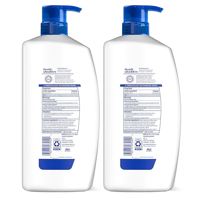 Head & Shoulders Anti-Dandruff Shampoo and Conditioner, Full and Thick 2-in-1 Twin Pack, 1% Pyrithione Zinc, Cleans to Restore Fullness to Thinning Hair, 32.1 fl oz Each