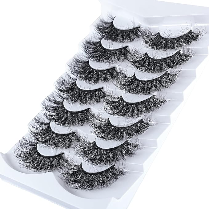False Eyelashes Cat Eye Lashes Faux Mink Lashes Natural Look Fluffy Wispy Lashes That Look Like Extensions Pestañas Postizas D Curl Lash Strips Short Fake Lashes 7 Pairs Pack