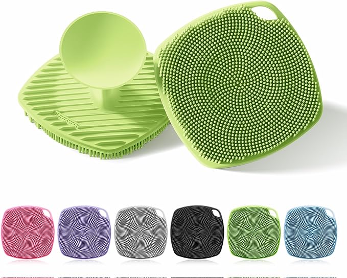 Silicone Body Scrubber, Gentle Texture Exfoliating Body Scrubber for Men and Women On Sensitive Skin, Soft Scrubber Produces Rich Form and Builds Up Lather, Getting a Deep Skin Clean (Green)