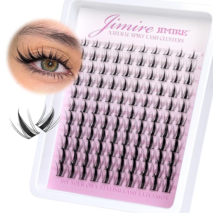 Fairy Lash Clusters Natural Look Manga Eyelash Clusters Wispy D-Curly Cluster Eyelash Extensions 110 Pcs 8-16MM Wispy Individual Lashes Wet-Look Lash Extension with Invisible Lash Band