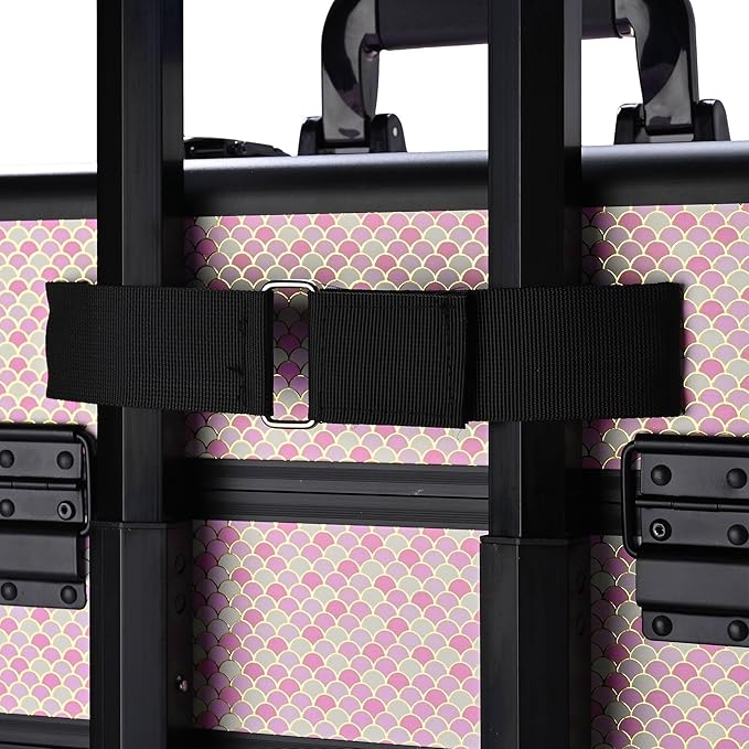BYOOTIQUE Large Rolling Makeup Case on Wheels 4in1 Cosmetology Art Deco Bloom