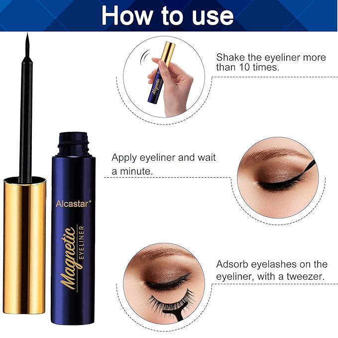 Alcastar Magnetic Eyelashes with Eyeliner Kit, Magnetic Lashes Natural Looking with, Reusable,Long Lasting, Easy Apply,Cruelty-Free. (BG-Cat Eye -7215#)