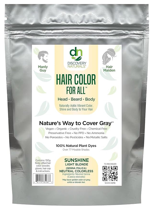 Blonde Henna Hair Color For All Kit | 100% All Natural Hair Dye & Beard Dye Powder (Sunshine Light Blonde) Organic, Herbal & Vegan Chemical & Cruelty Free Permanent Gray Coverage & Tinting