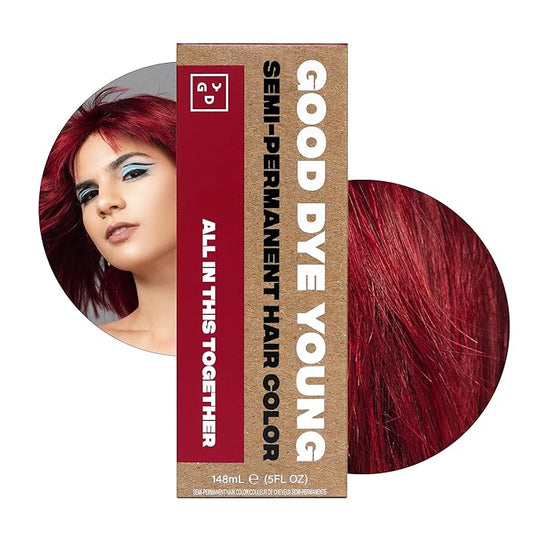 Good Dye Young Semi-Permanent Hair Color, Vegan and Cruelty-Free Red Hair Dye, Last up to 24 Washes, Non-Damaging Conditioning Hair Color (5FL OZ, All in This Together)