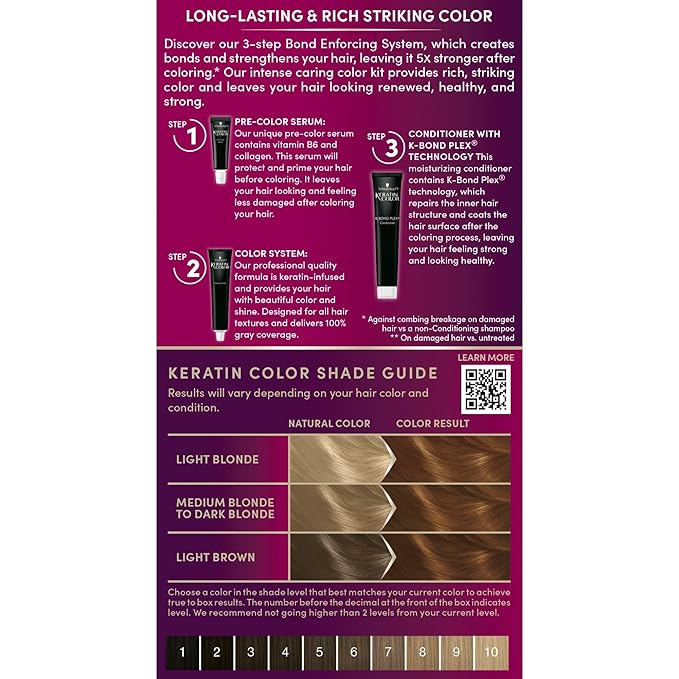 Schwarzkopf Keratin Permanent Hair Dye Cream, 7.5 Caramel Blonde, Professional Quality Color for Up to 100% Gray Coverage, Bond Enforcing System