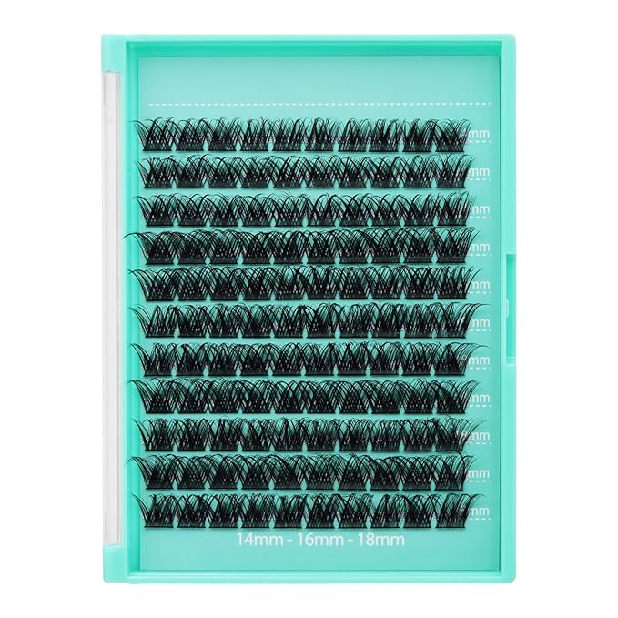 Bodermincer Lash Clusters D Curl Black/Brown/Colored Lashes 10-12-14/12-14-16/16-18-20mm Mixed Lash Clusters Kit For Beginner (Y10# 14-16-18mm Mixed)