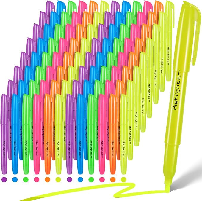 BESARME 120 Pack Assorted Colors Highlighters Bulk 6 Colors Fluorescent Markers for Home School Office