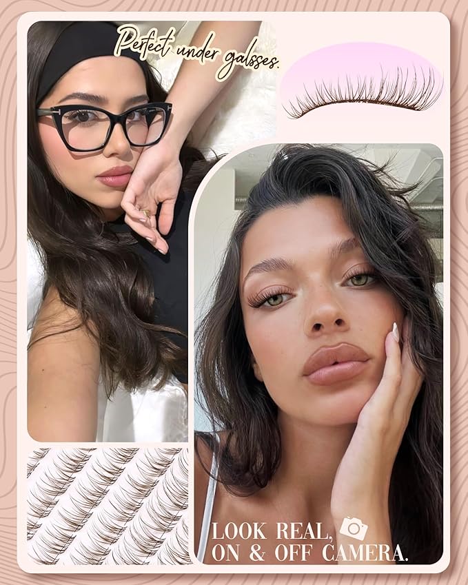 Natural Lash Clusters Brown Eyelash Cluster Clear Band Individual Lashes Wispy Cluster Eyelash Extensions Dark Brown Lashes Extensions DIY Lash Pack by Mavphnee (120Pcs, 8-16MM, CC-Curly)