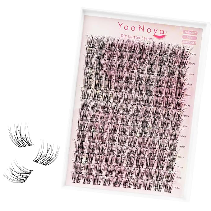 Wispy Lash Clusters 140 Pcs 16mm Mix Eyelash Clusters C Curl Cluster Eyelash Extensions Natural Wispy Cluster Lashes Reusable Individual Invisible Band Lash clusters (QX-16mm)