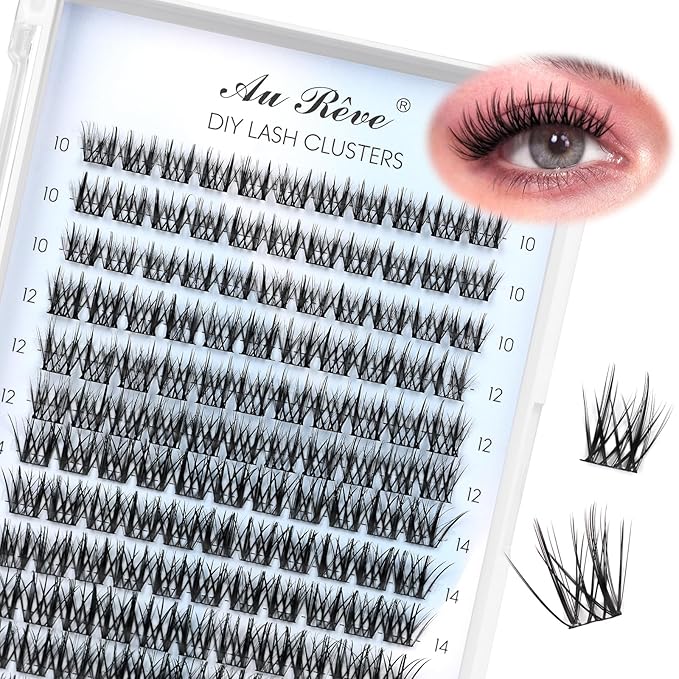 Lash Clusters Wispy Eyelash Clusters DIY Eyelash Extensions 10-16MM C Curl Natural Individual Lashes Fairy 120Pcs Manga Lashes Cluster, DIY Lash Extensions at Home (F01)