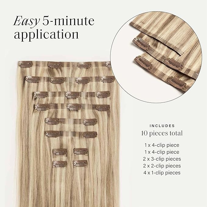Luxy 100% Remy Human Hair - Seamless Clip-In Hair Extensions - Multi-Dimensional Color for Natural Blending, Adds Volume & Length 180 grams 20" Dimensional Cream Blonde