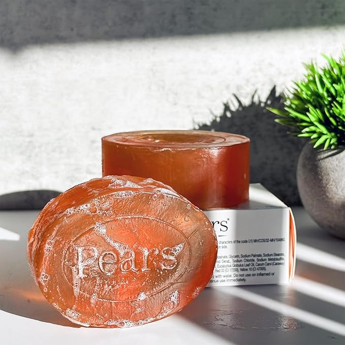 Pears Glycerin Soap, Transparent Amber with Natural Oils, 24-Pack – Pure & Gentle Cleanser for Soft, Glowing Skin, 4.4 Oz Ea