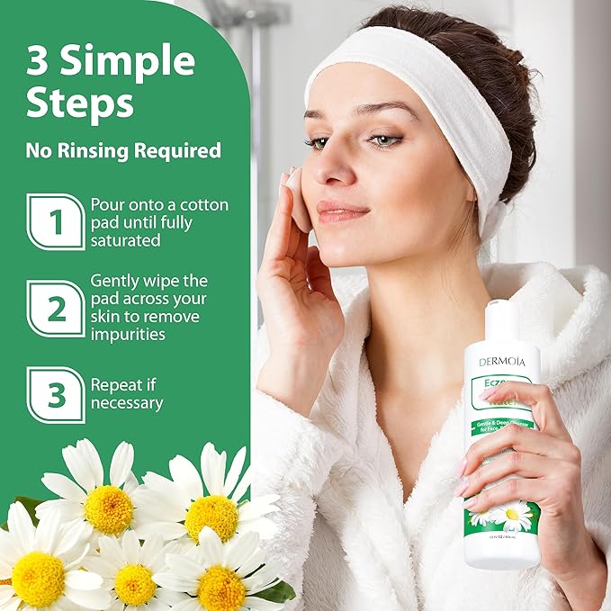 Eczema Micellar Water - Gentle Facial Cleanser and Makeup Remover for Sensitive & Eczema Prone Skin - Hydrating Micellar Cleansing Water with Soothing Colloidal Oatmeal & Cucumber (12 fl oz)