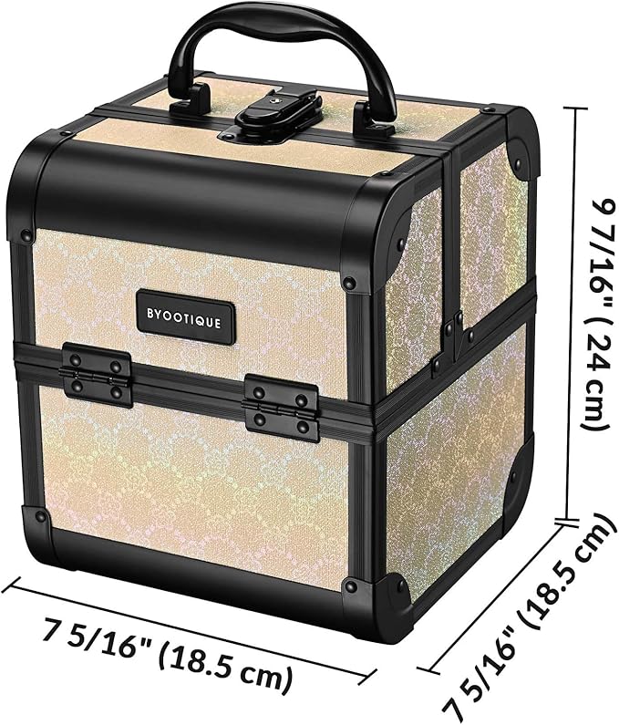 BYOOTIQUE Rolling Makeup Train Case w/Cube Case Cosmetic Organizer Travel