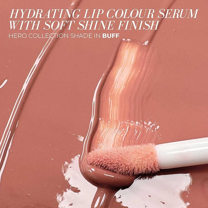 FITGLOW Beauty Lip Colour Serum | Hydrating Lip Gloss | Plumping Anti-Aging Lip Treatment | Natural Shine with Pomegranate Sterols & Collagen | Buildable Color for Dry Chapped Lips | Buff - 10g