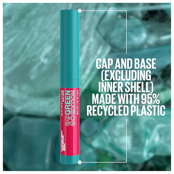 Maybelline Green Edition Balmy Lip Blush, Formulated With Mango Oil, Bonfire, Blue Red, 1 Count