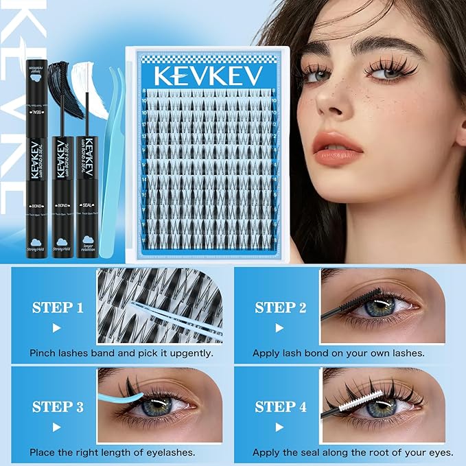 Fairy Lash Clusters Kit Manga Lash Extension Kit Invisible Band Anime Spiky Lash Clusters Eyelash Clusters Kit with Lash Bond and Seal(Fairy Kit-8-18mix)