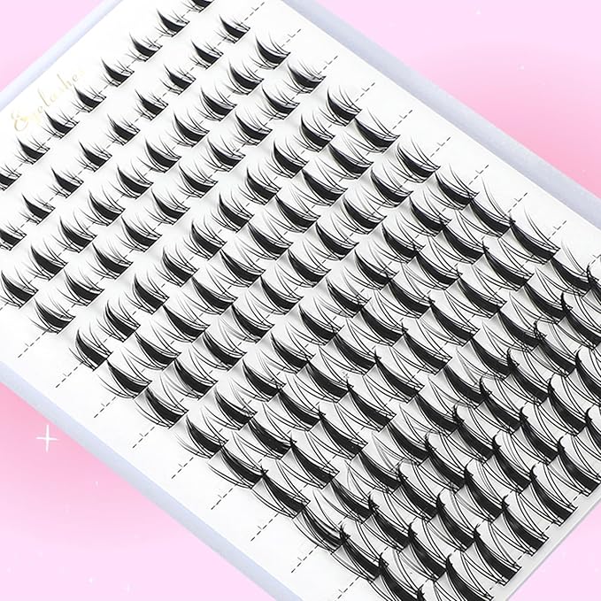 Lash Clusters Kit: Eyelash Clusters Individual Lash Extension Kit 480 Pcs D Curl Fluffy Wispy False Eyelashes Extensions Thin Band with Bond Seal Tweezers Brush (SMY11-KIT)