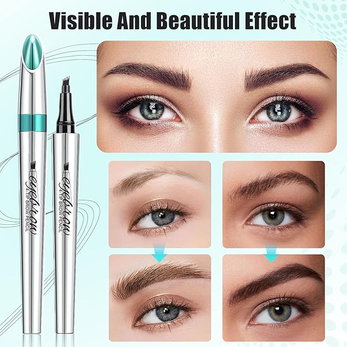 Microblading Eyebrow Pencil, Eyebrow Pen with an Upgrade Micro-Fork Tip Applicator, Waterproof Microblading Brow Pen,Last All Day, Brow Pencil for Natural Looking Brows Makeup (Dark Brown)