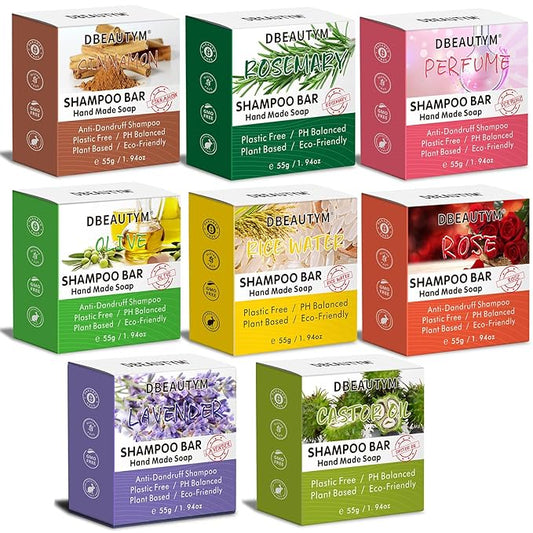 8 Pack Shampoo Bar Gift Set,Natural Soap, Solid Dry Damaged Hair With Plant Essence Oil Helps Stop Loss and Promotes Healthy Growth, Travel Size Bulk Set
