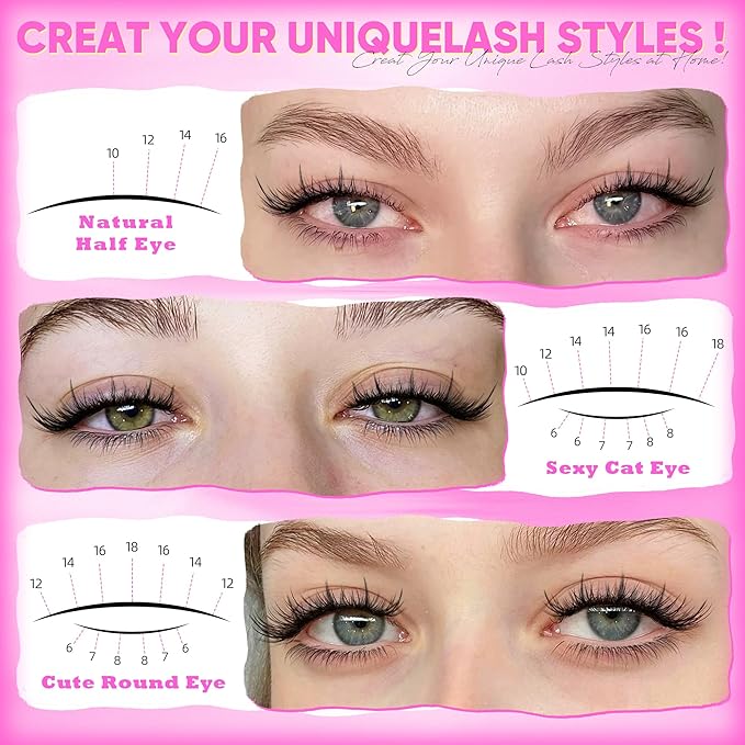 ALICE Manga Lash Clusters Clear Band with Bottom Eyelash Clusters Anime Cluster Eyelash Extensions Wispy Natural Lash Extensions Thin Band 174pcs 6-18mm Individual Lashes DIY at Home