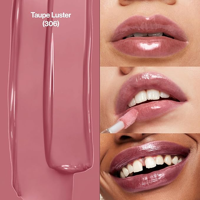 Revlon Super Lustrous Lip Gloss, Non-Sticky, Hydrating, High Shine Finish, 306 Taupe Luster, 0.13 oz