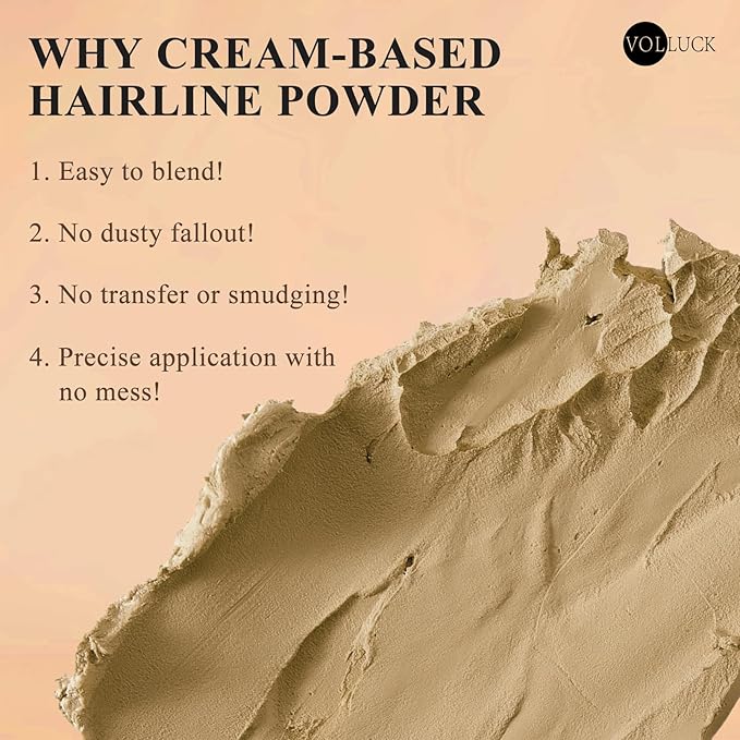 VOLLUCK Hairline Powder Instantly, Root Touch up Powder Hair Color Upgraded, Grey Root Cover up Conceals Hair Loss, Hairline Shadow for Women & Men for Thinning Hair Natural, Sweatproof (Black)