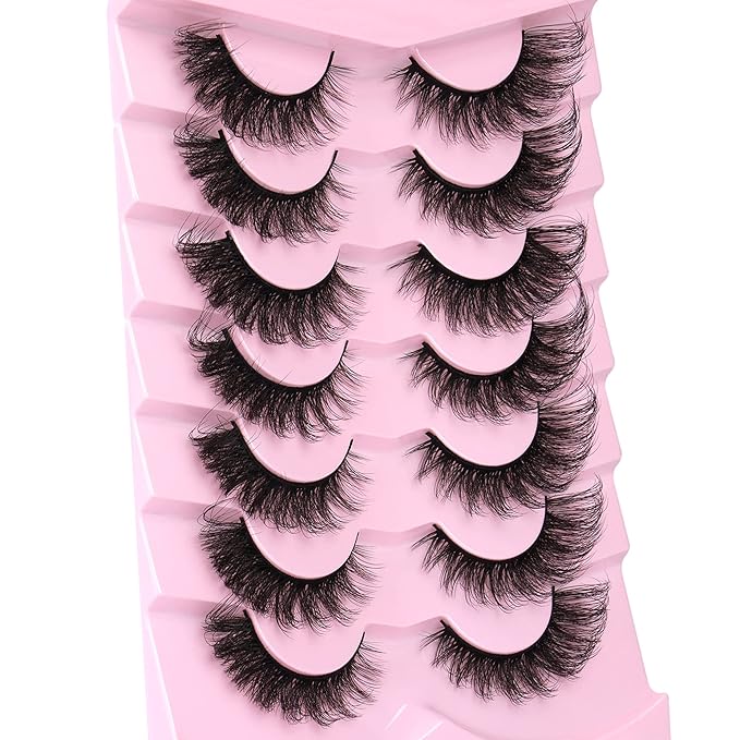 Mink Lashes Full False Eyelashes Wispy Cat Eye Lashes Strip 20MM Fox 8D Dramatic Pack 7 Pairs Fake Eyelashes by Ruairie