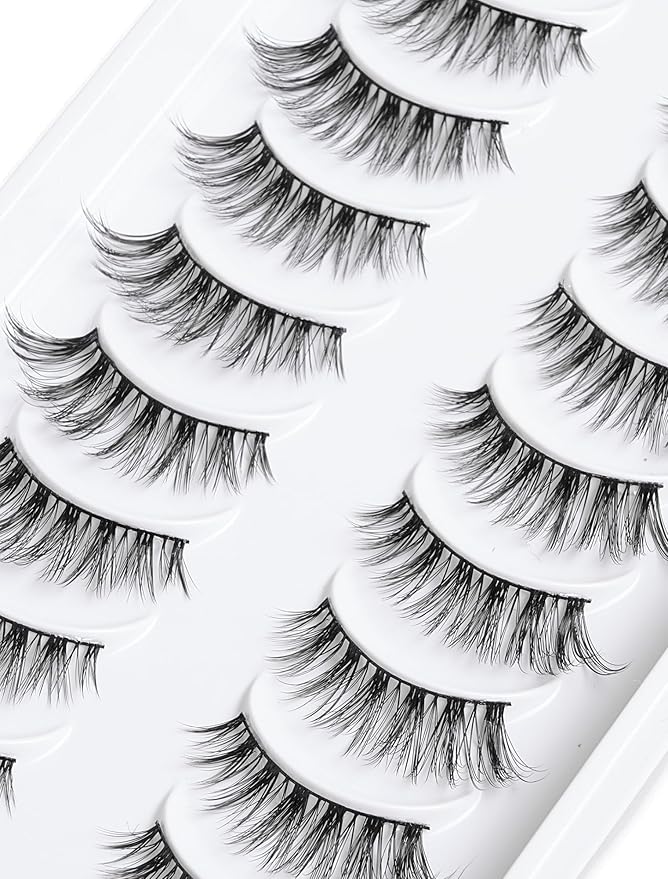 Fake Eyelashes Natural Lashes False Lashes Pack Fake Lashes Mink Lashes Fluffy Natural Eyelashes 10 Pairs 14mm White Rose