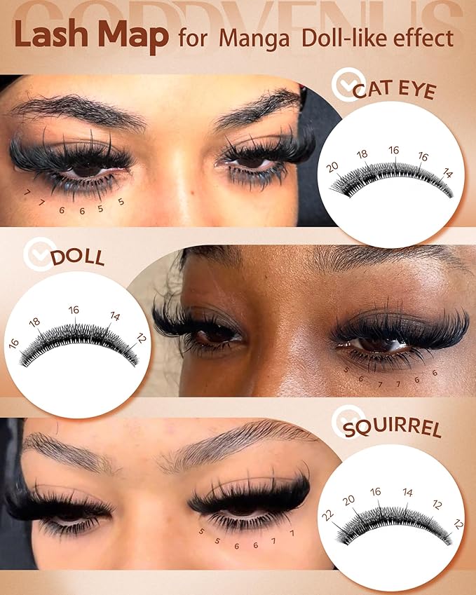 Volume Manga Lash Clusters with Spikes 300D Fairy Wispy Eyelashes Clusters Bottom Lashes Clusters Waterproof Anime Cluster Eyelash Extensions D Curl Full Eye Lash Extension