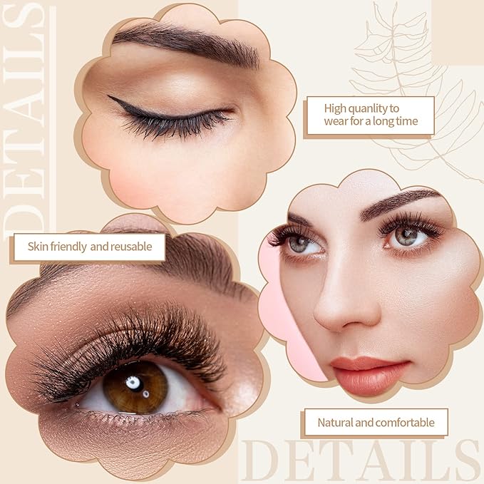 Nuogo 24 Pairs Reusable Self Adhesive Eyelashes No Glue Needed False Eyelashes Natural Look Easy to Apply Eye Lashes with Fake Eyelash Extension Applicator Tool (Natural Style,10 x 7 x 7 mm)