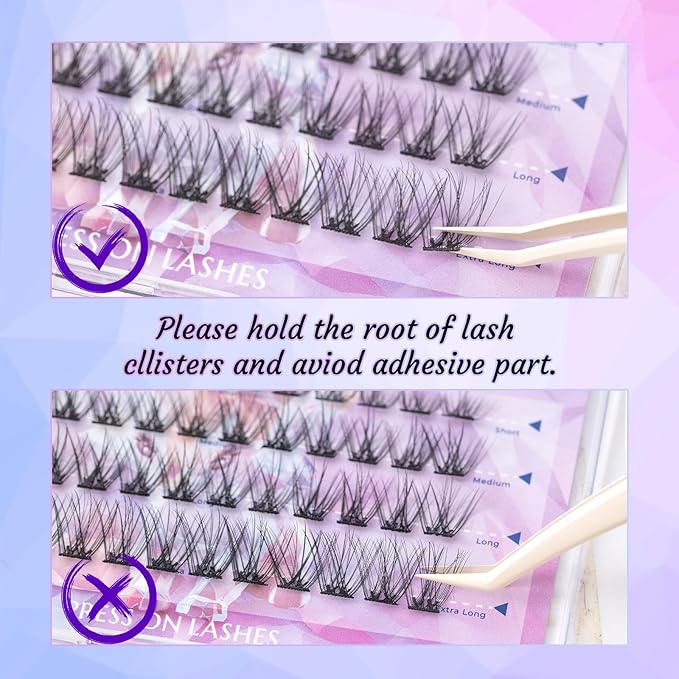 Gollee Self Adhesive Eyelashes 10-16mm | No Glue Needed Pre-Glued Lash Clusters | 48 Clusters Wispy Natural Look | Reusable Beginner Friendly No Residue