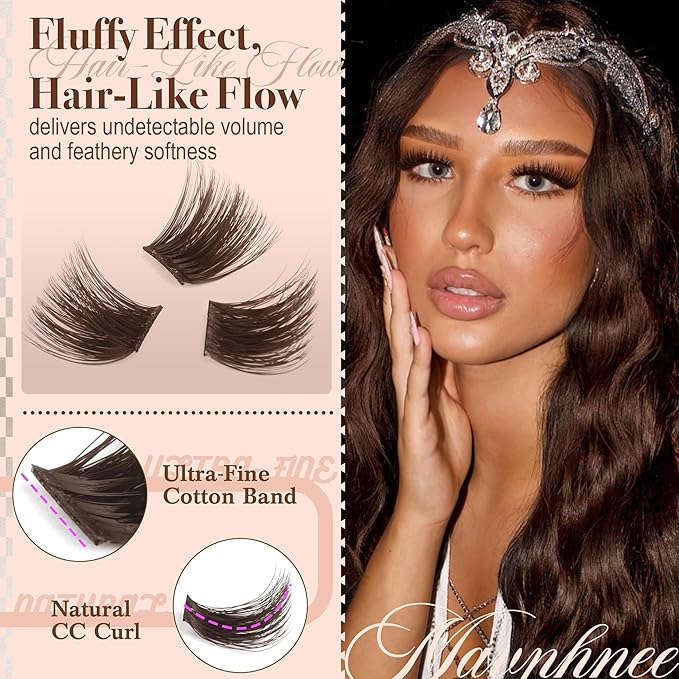 Brown Lash Extensions Gently Fluffy Eyelash Clusters Dark Brown Lash Clusters Clusters Salon Eyelash Extensions 130D 150D 180D 200D Volume Lashes Value Pack Pestañas Postizas Marrón (208Pcs, 10-16MM)