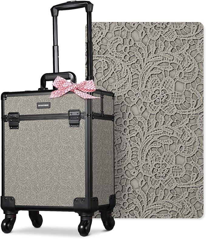 BYOOTIQUE Rolling Makeup Cases Organizer Nail Tech Storage Cart Hairdressing Brush Bags False Eyelash Storage for Beauty Salon Traveling Beautician Manicurist Hairstylist,Rococo GainsBoro