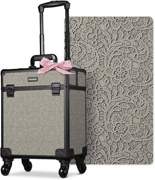 BYOOTIQUE Rolling Makeup Cases Organizer Nail Tech Storage Cart Hairdressing Brush Bags False Eyelash Storage for Beauty Salon Traveling Beautician Manicurist Hairstylist,Rococo GainsBoro