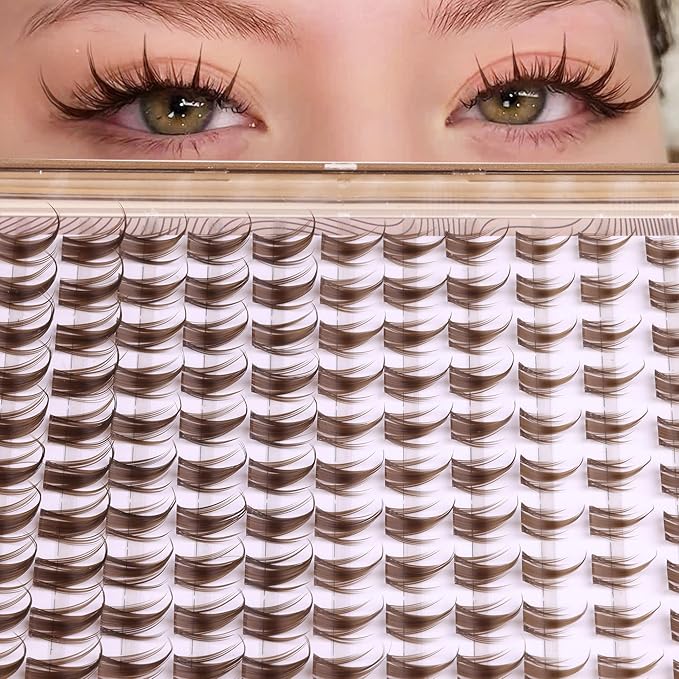 Brown Lash Clusters Manga Cluster Eyelash Extensions Spiky Cluster Lashes Fairy Individual Lashes Anime CC-Curly Eyelash Clusters DIY at Home Easy to Apply Lash Spikes 11-17MM