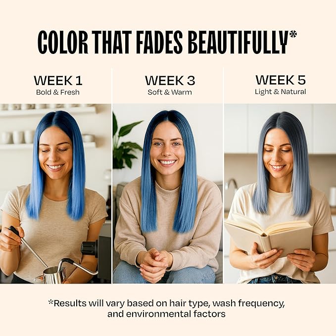 Overtone Semi Permanent Hair Color Conditioner, Blue Lagoon, 8 oz, Nourishing, Damage-Free, Color Depositing Mask for All Hair Types with Shea Butter & Coconut Oil, Vegan & Cruelty-Free