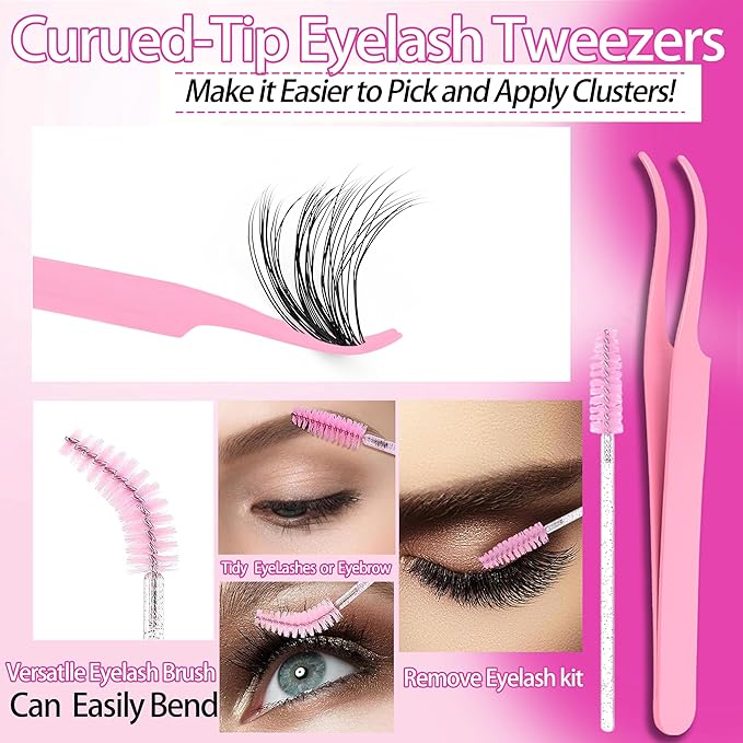 Lashes 7 style Mixed C-Curl False Eyelashes Extensions Clusters Lashes Kit Gift Packs 835Pcs with Bond&Seal Faux Mink Individual Lash Wholesale Pack DIY Individual Fake Eyelashes Box
