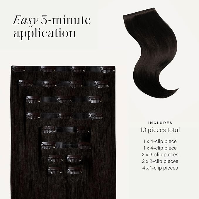 Luxy 100% Remy Human Hair - Seamless Clip-In Hair Extensions - Multi-Dimensional Color for Natural Blending, Adds Volume & Length 180 grams 20" Mocha Brown Seamless